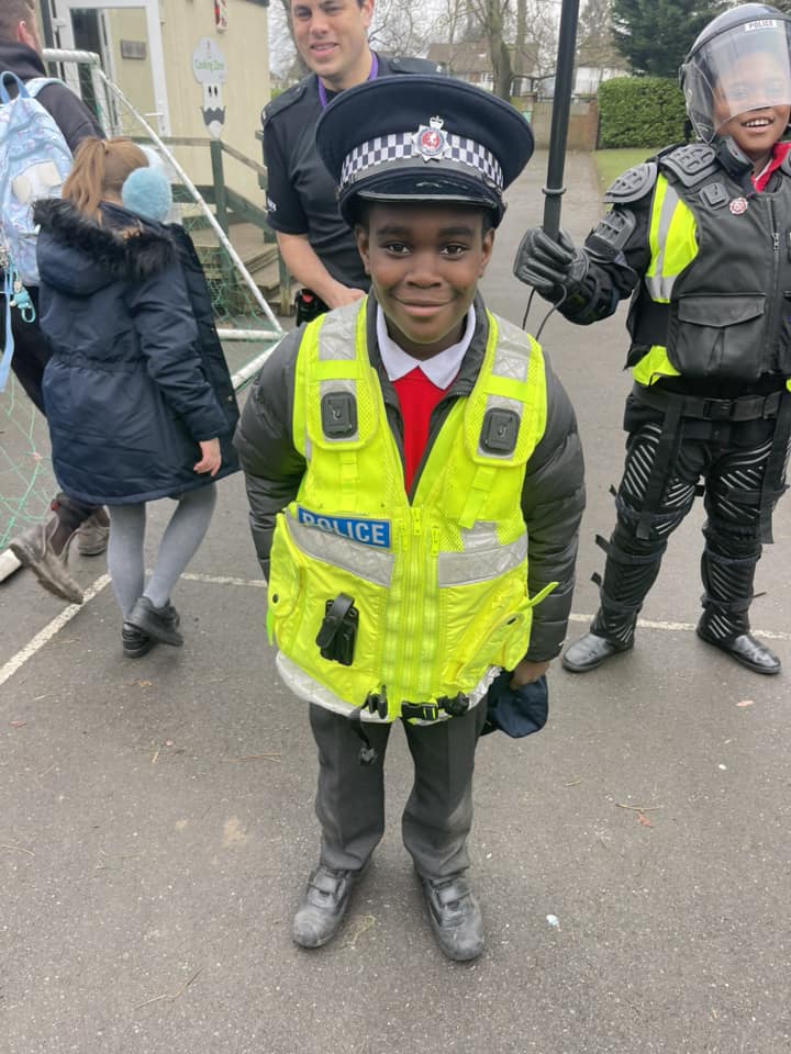 A student wearing police uniform